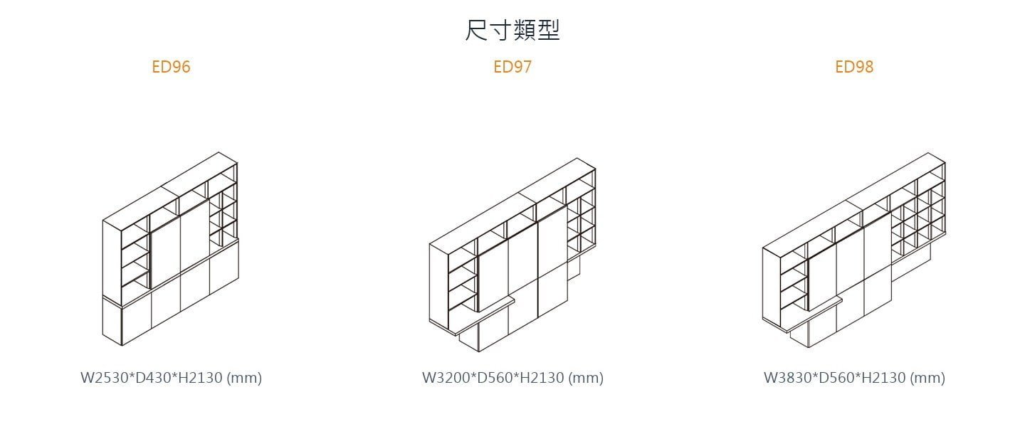 奧倫蒂文件櫃 尺寸類型 ED96 / ED97 / ED98